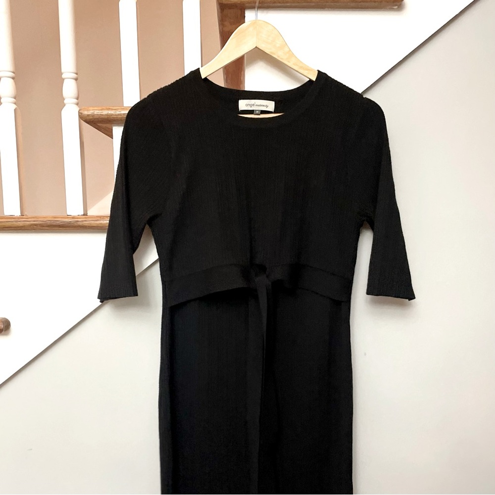 Angel Maternity Annabella Knit Maternity Dress in Black